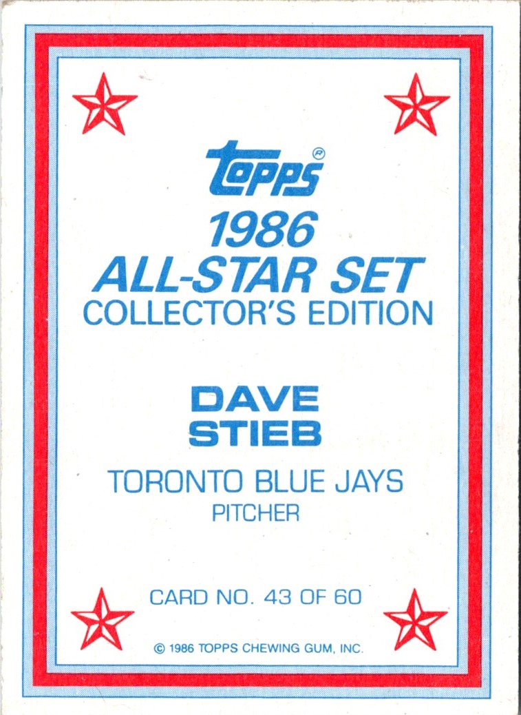 1986 Topps Glossy Dave Stieb