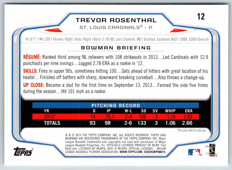 2014 Bowman Trevor Rosenthal