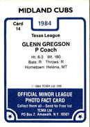 1984 TCMA Midland Cubs Glenn Gregson
