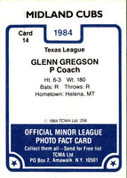 1984 TCMA Midland Cubs Glenn Gregson #14