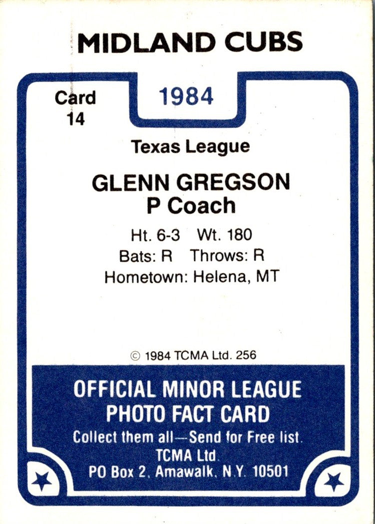 1984 TCMA Midland Cubs Glenn Gregson
