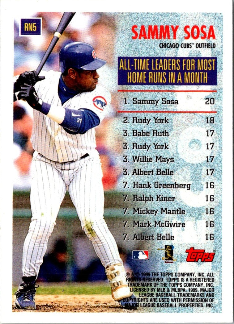 1999 Topps Record Numbers Sammy Sosa