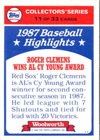 1988 Topps Woolworth Baseball Highlights Roger Clemens #11