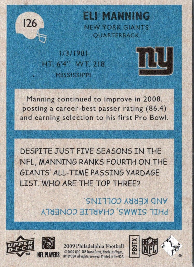 2009 Upper Deck Eli Manning