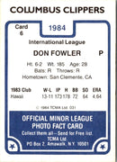 1984 TCMA Columbus Clippers Don Fowler