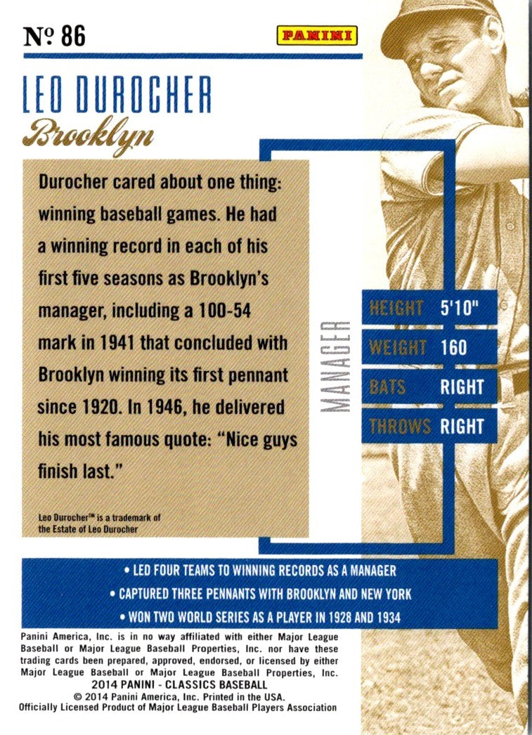 2014 Panini Classics Leo Durocher