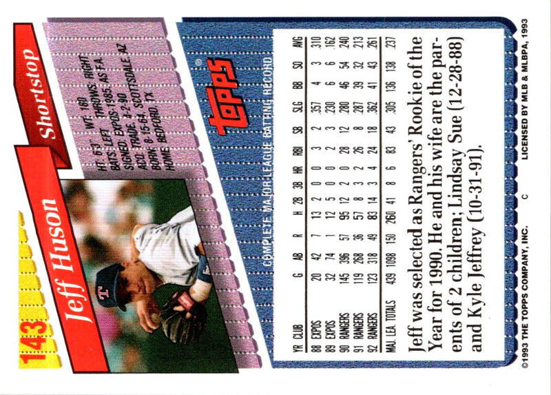 1993 Topps Jeff Huson