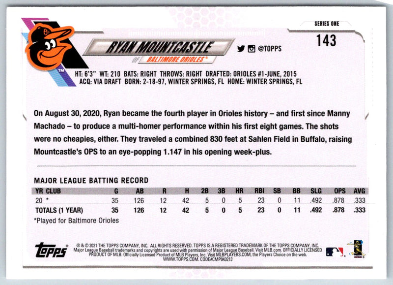 2021 Topps Ryan Mountcastle