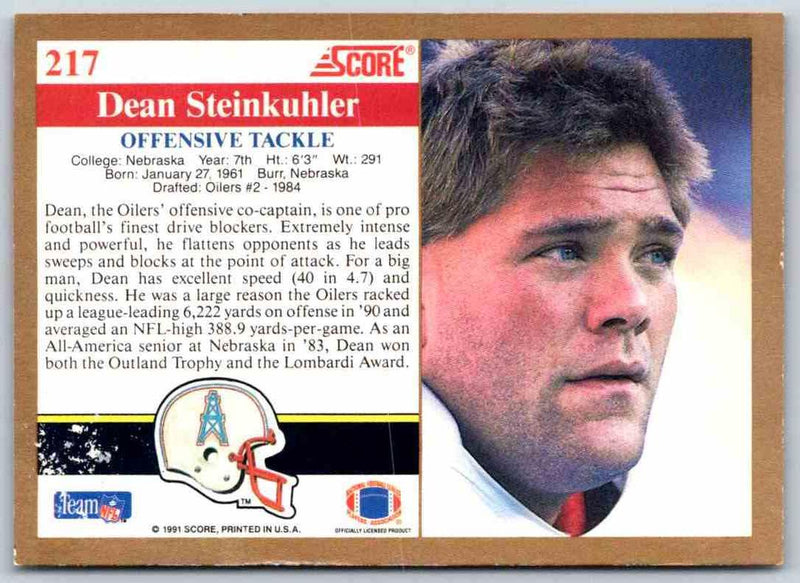 1991 Score Dean Steinkuhler