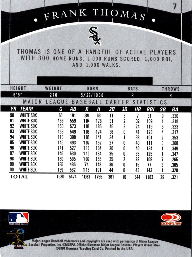 2001 Donruss Classics Frank Thomas