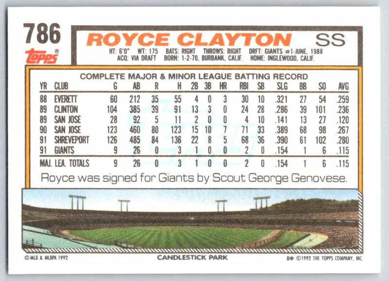 1992 Topps Royce Clayton