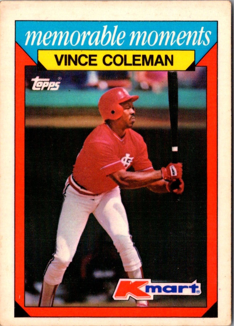 1988 Topps Kmart Memorable Moments Vince Coleman