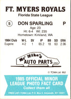 1985 TCMA Ft. Myers Royals Don Sparling #5