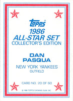 1986 Topps Glossy Dan Pasqua #20