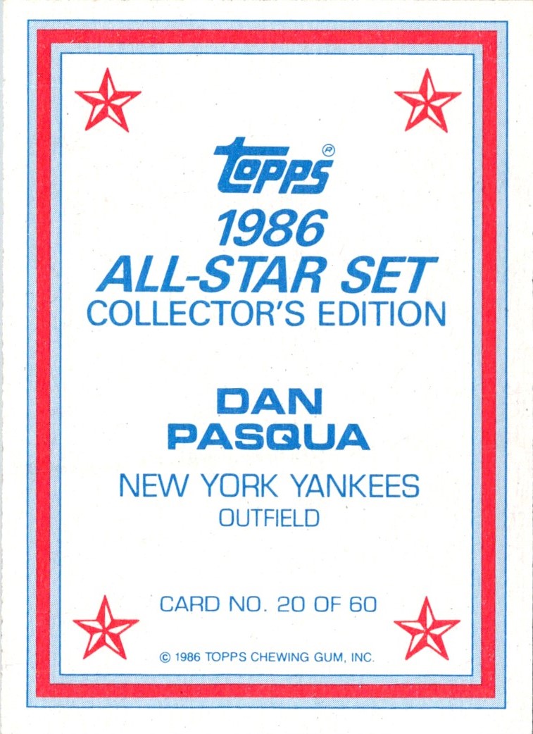 1986 Topps Glossy Dan Pasqua