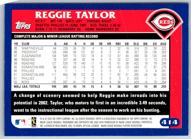 2003 Topps Reggie Taylor