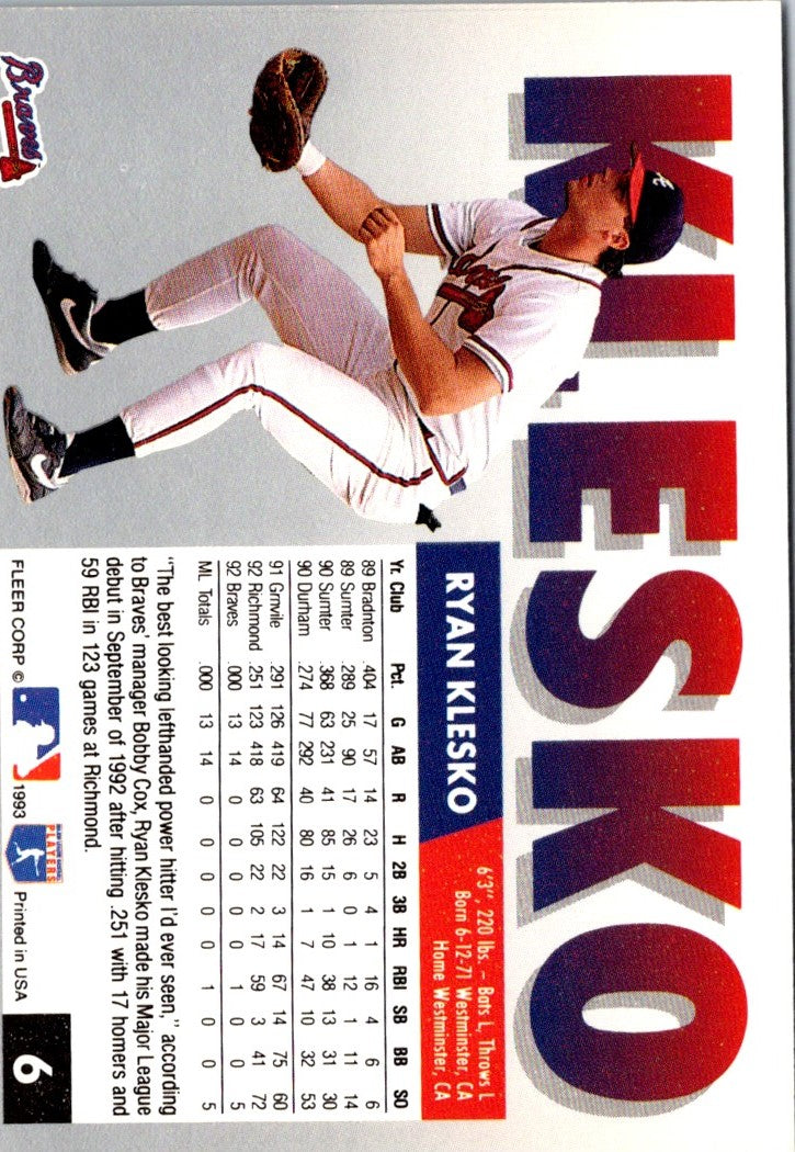 1993 Fleer Ryan Klesko