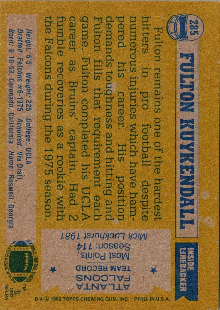 1982 Topps Fulton Kuykendall