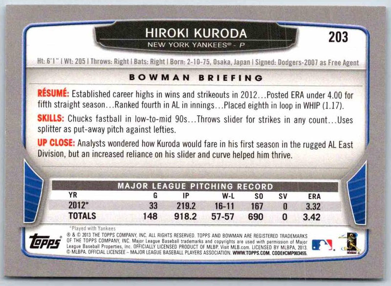 2014 Bowman Hiroki Kuroda