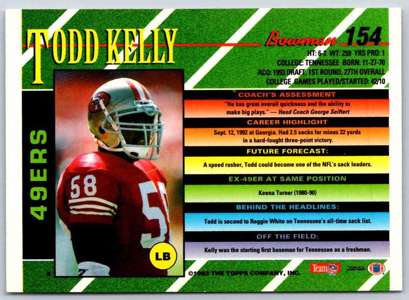 1993 Bowman Football Todd Kelly