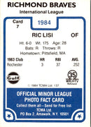 1984 TCMA Richmond Braves Ric Lisi