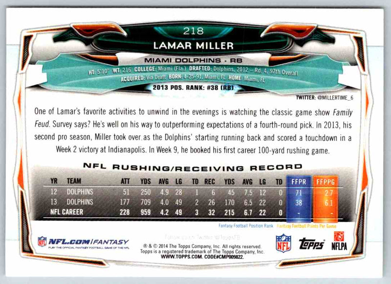 2014 Topps Lamar Miller