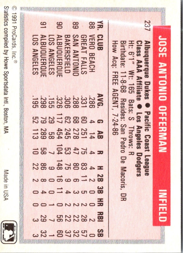 1991 ProCards Jose Offerman