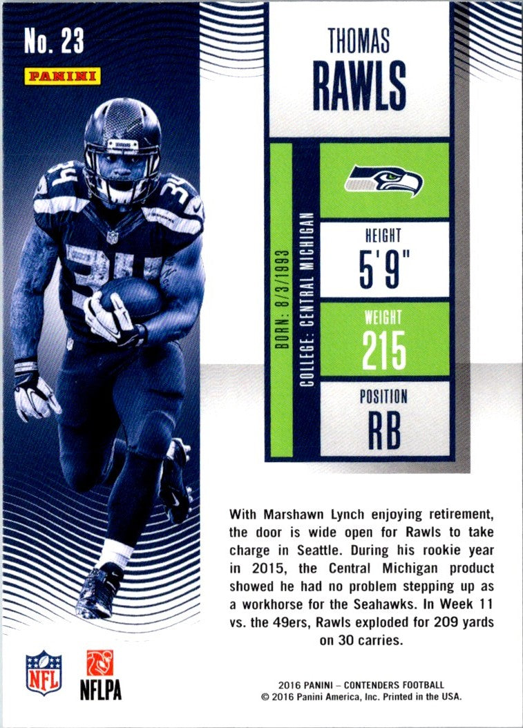 2016 Panini Contenders Thomas Rawls