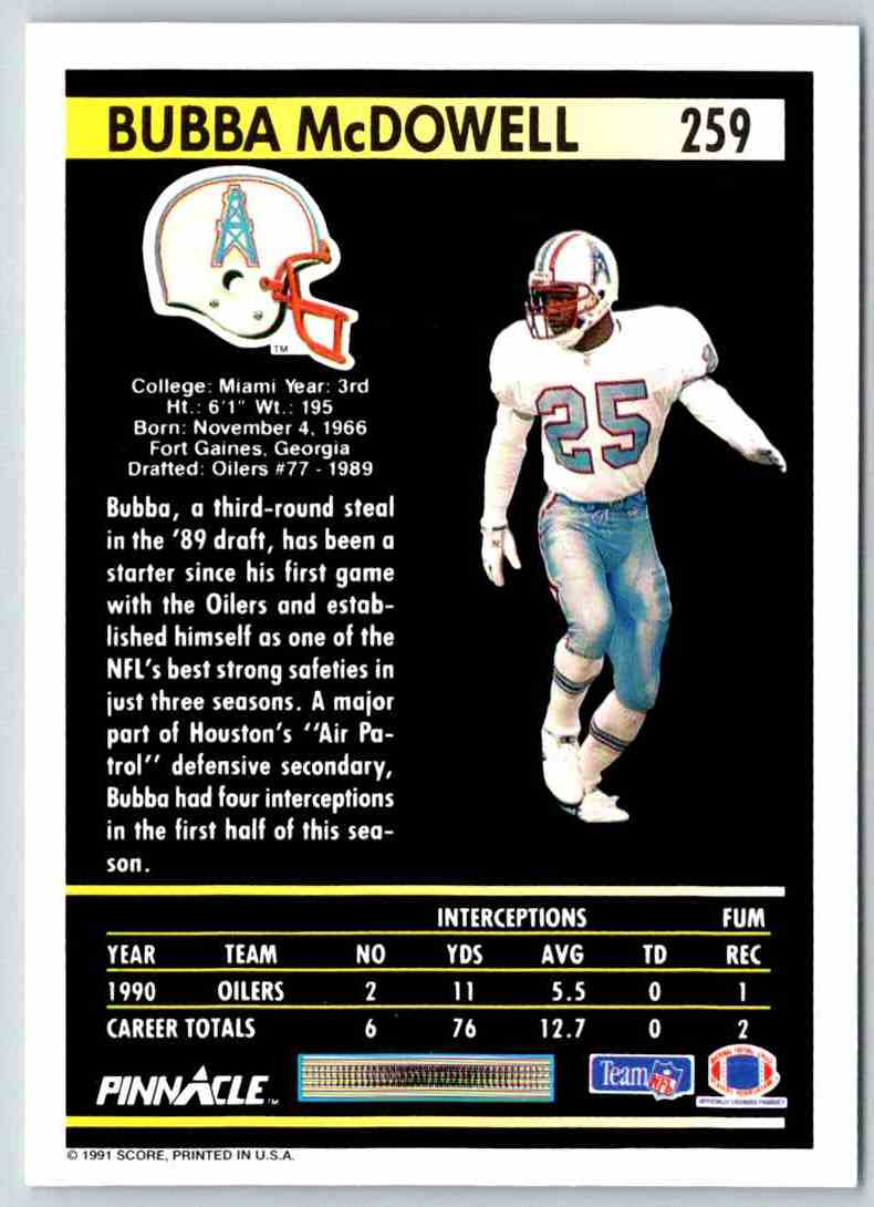 1991 Pinnacle Bubba McDowell
