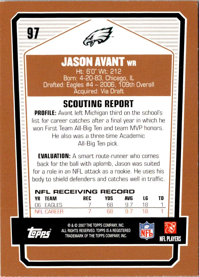 2007 Topps Draft Picks & Prospects Jason Avant