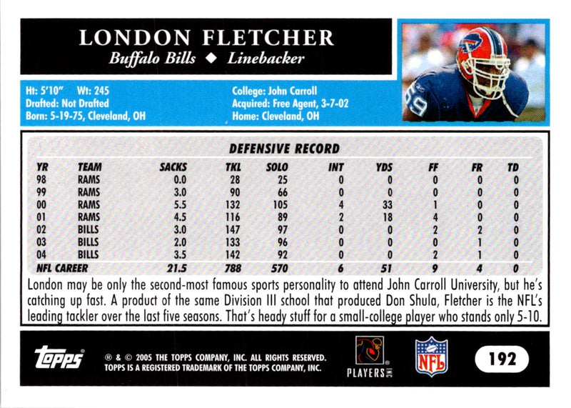 2005 Topps London Fletcher