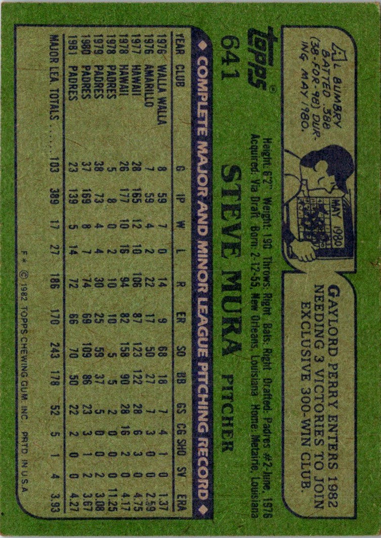 1982 Topps Steve Mura