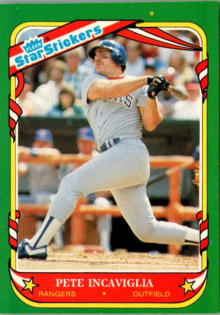 1987 Fleer Star Stickers Pete Incaviglia