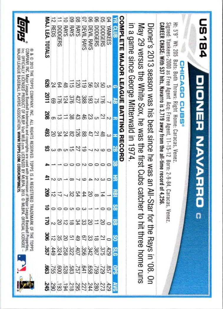 2013 Topps Update Dioner Navarro