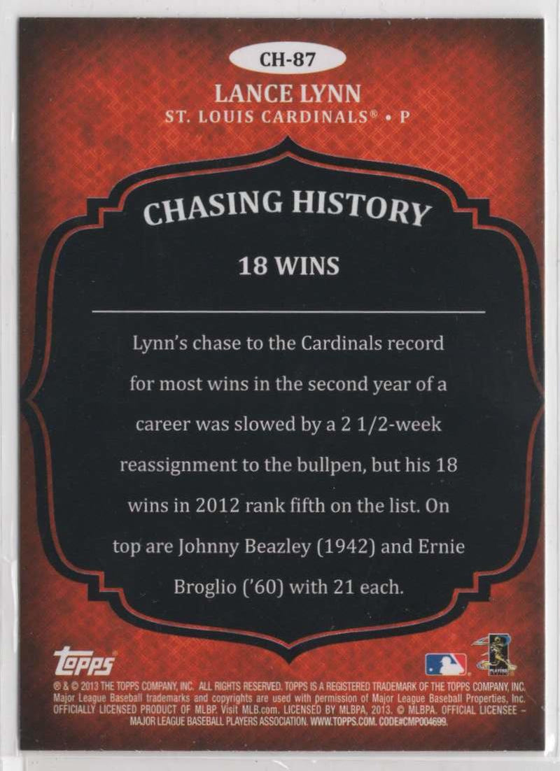 2013 Topps Chasing History Lance Lynn