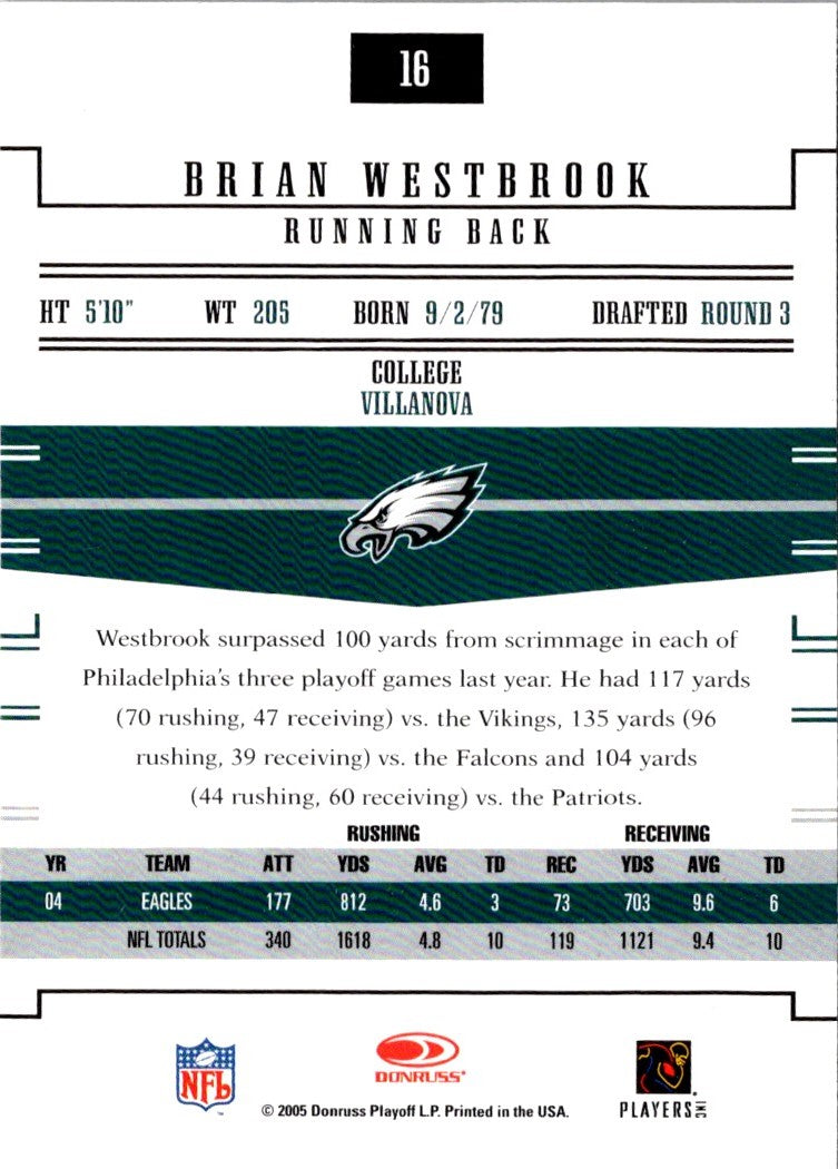 2005 Donruss Gridiron Gear Brian Westbrook