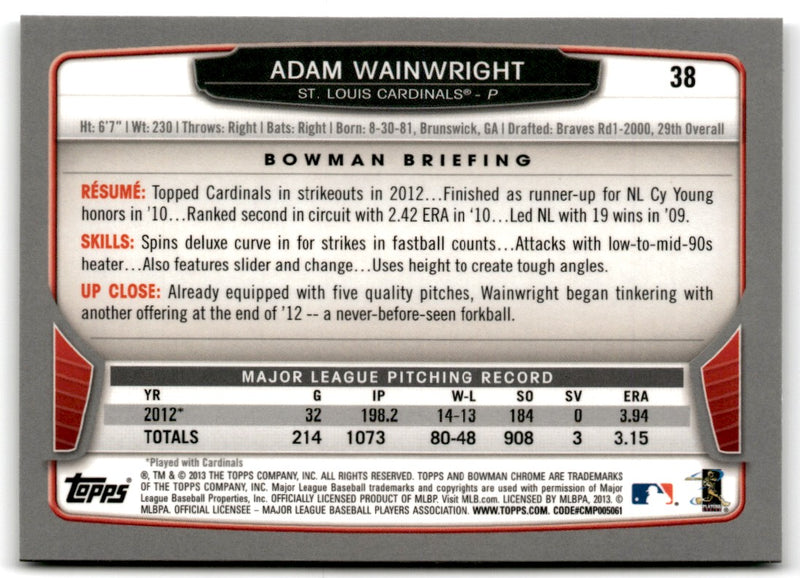 2013 Bowman Chrome Adam Wainwright