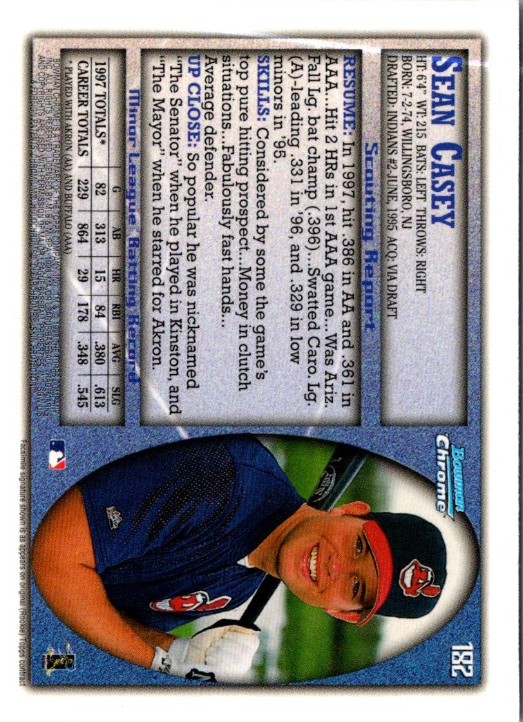 1998 Bowman Chrome International Sean Casey