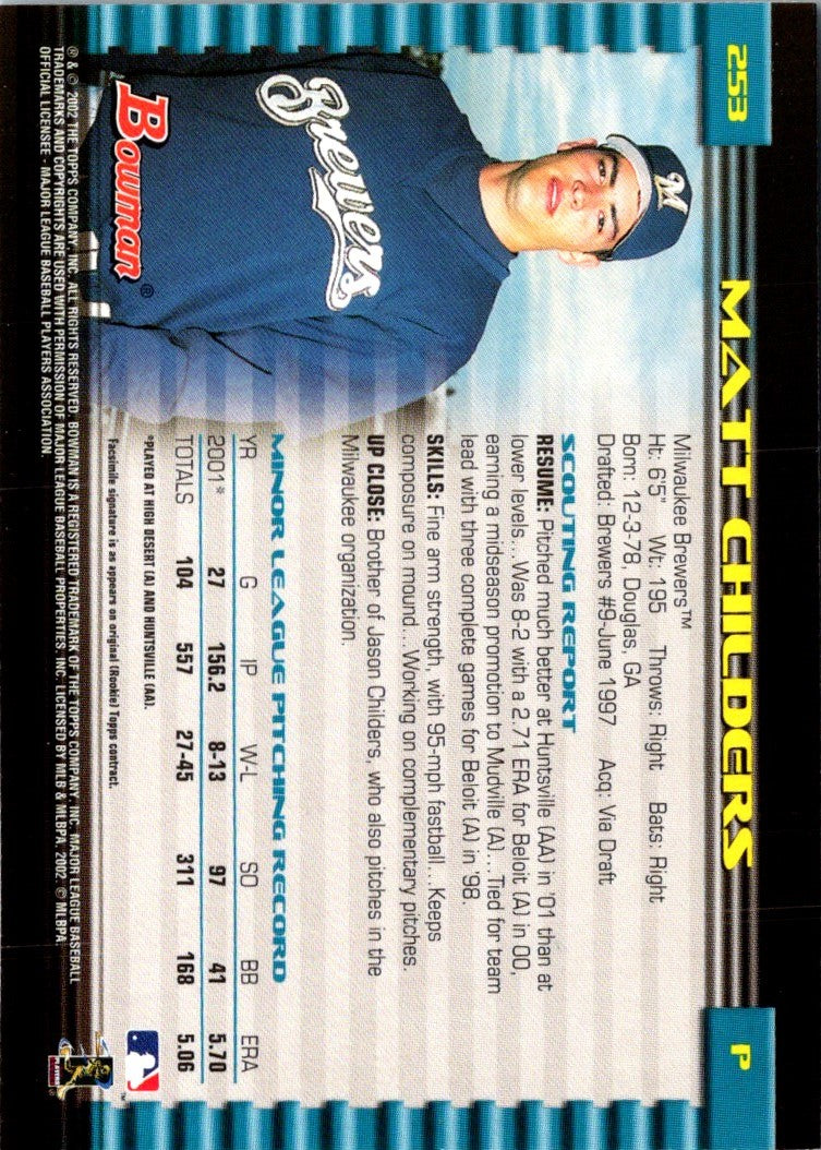 2002 Bowman Matt Childers