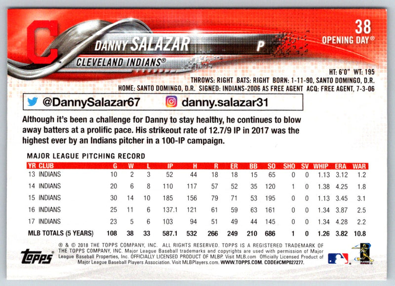 2018 Topps Danny Salazar