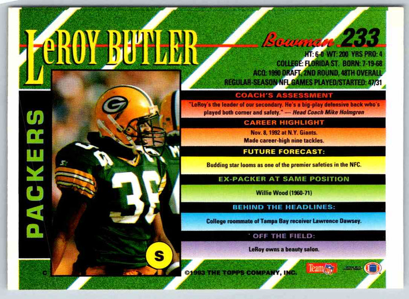 1993 Bowman Football LeRoy Butler