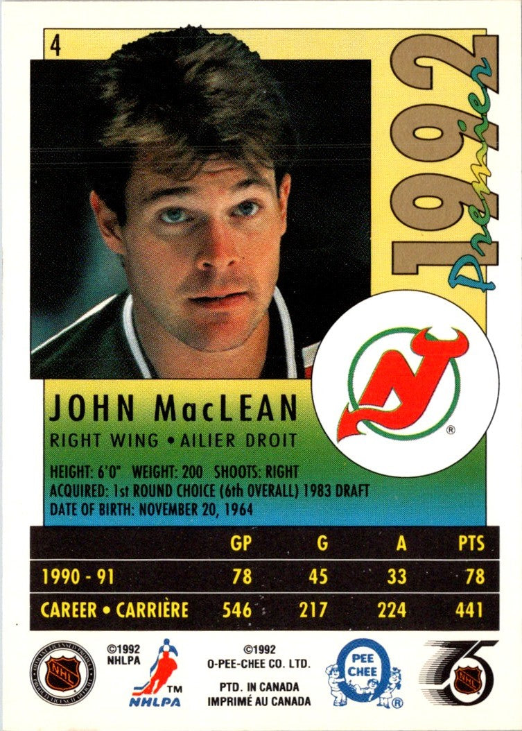 1991 O-Pee-Chee Premier John MacLean