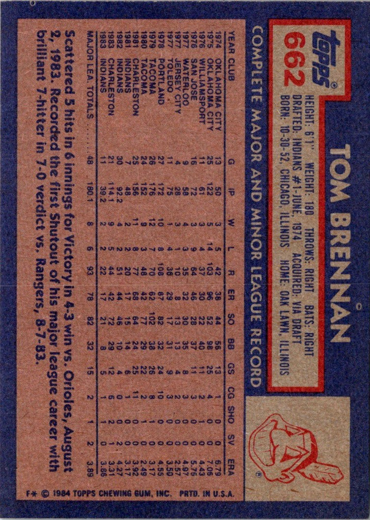 1984 Topps Tom Brennan