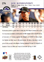 2008 Upper Deck Joe Koshansky #324