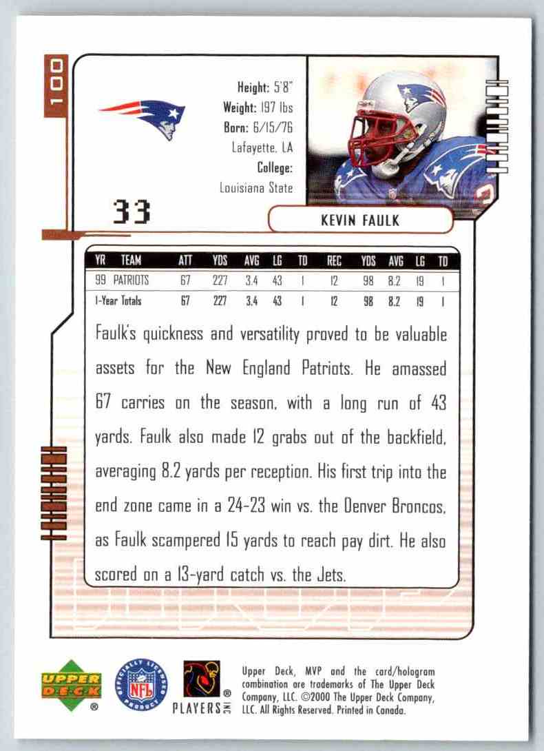 2000 Upper Deck Kevin Faulk