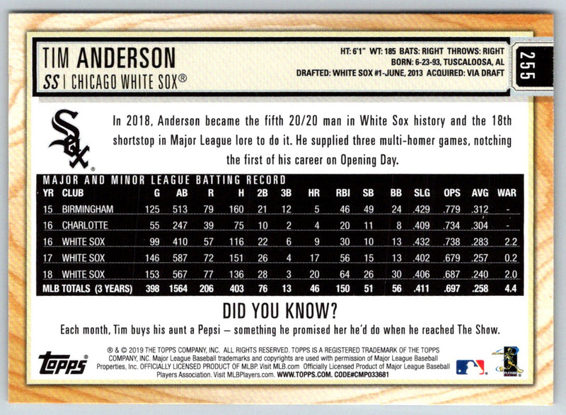 2019 Topps Big League Tim Anderson