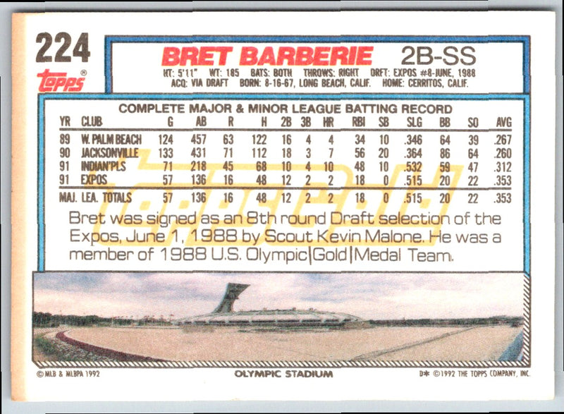 1992 Topps Bret Barberie