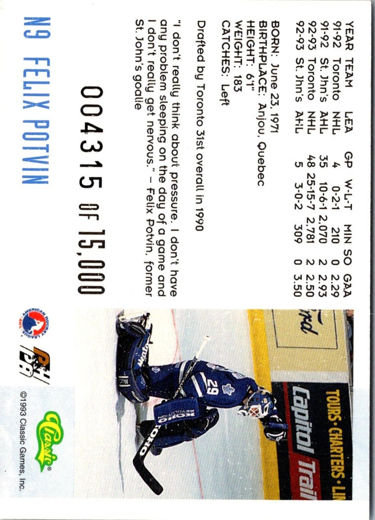 1994 Classic Pro Prospects Felix Potvin