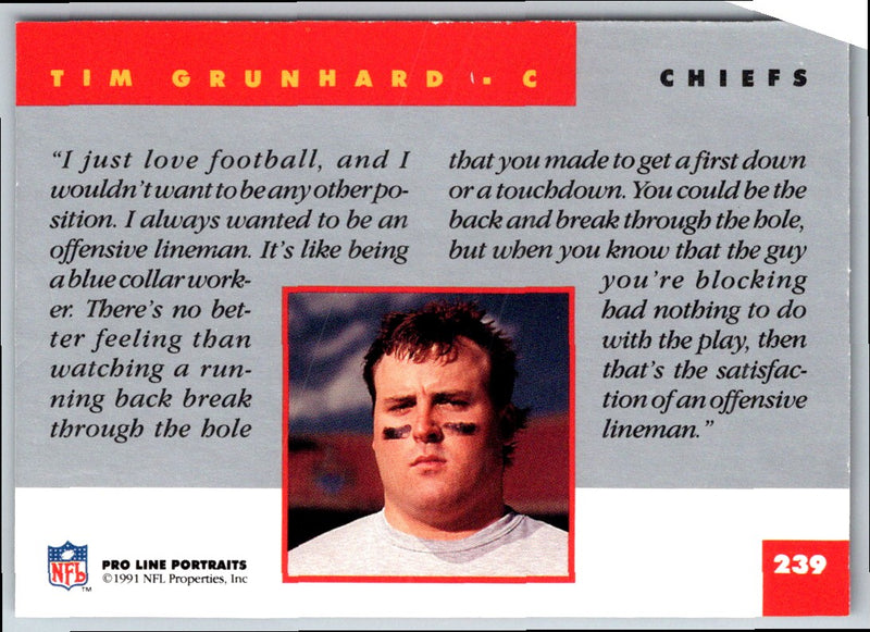 1991 Pro Line Portraits Tim Grunhard