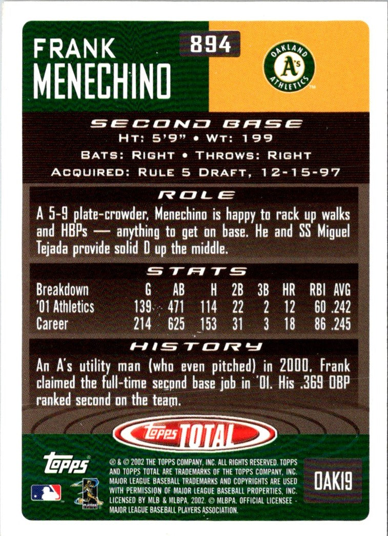 2002 Topps Total Frank Menechino